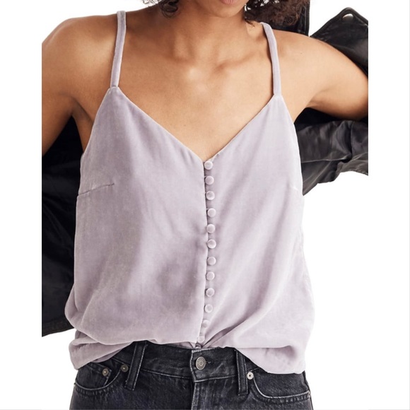 Madewell Button Down Velvet Camisole Lavender 4